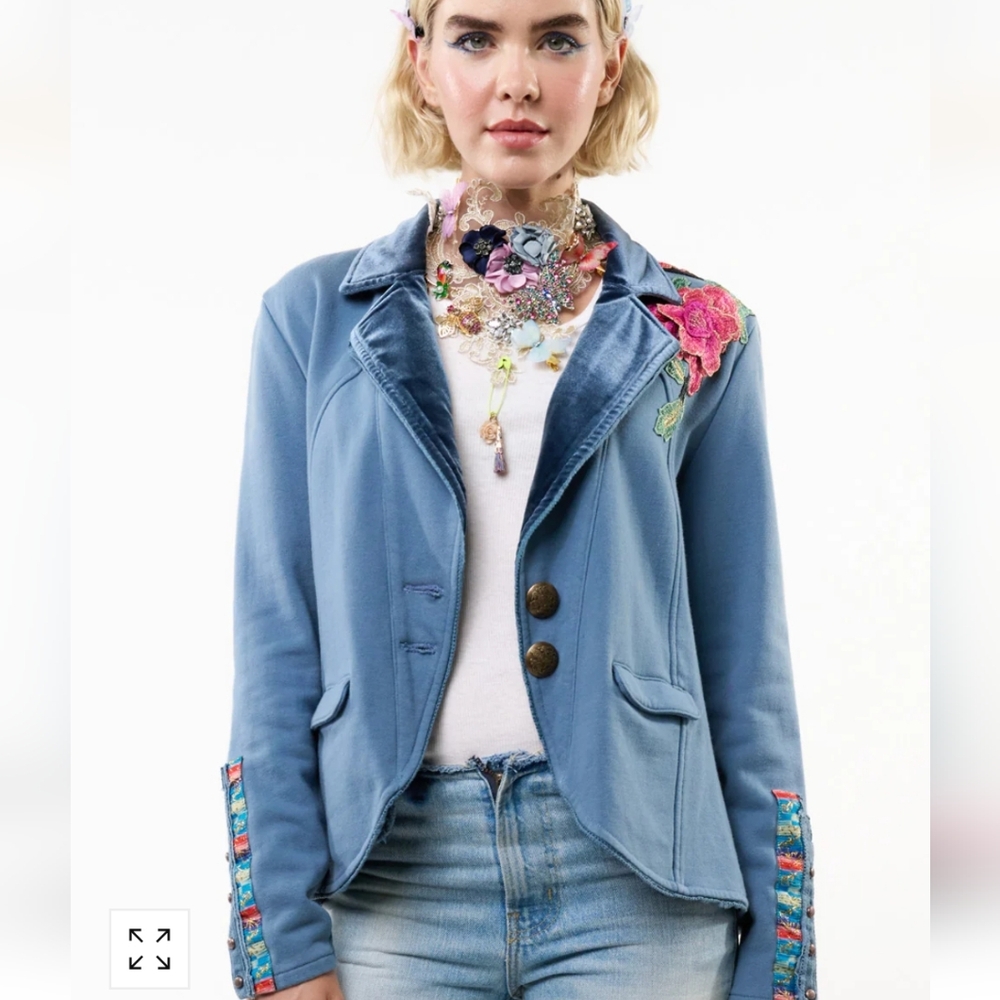 Aratta Embroidered Blue Women's Jacket
